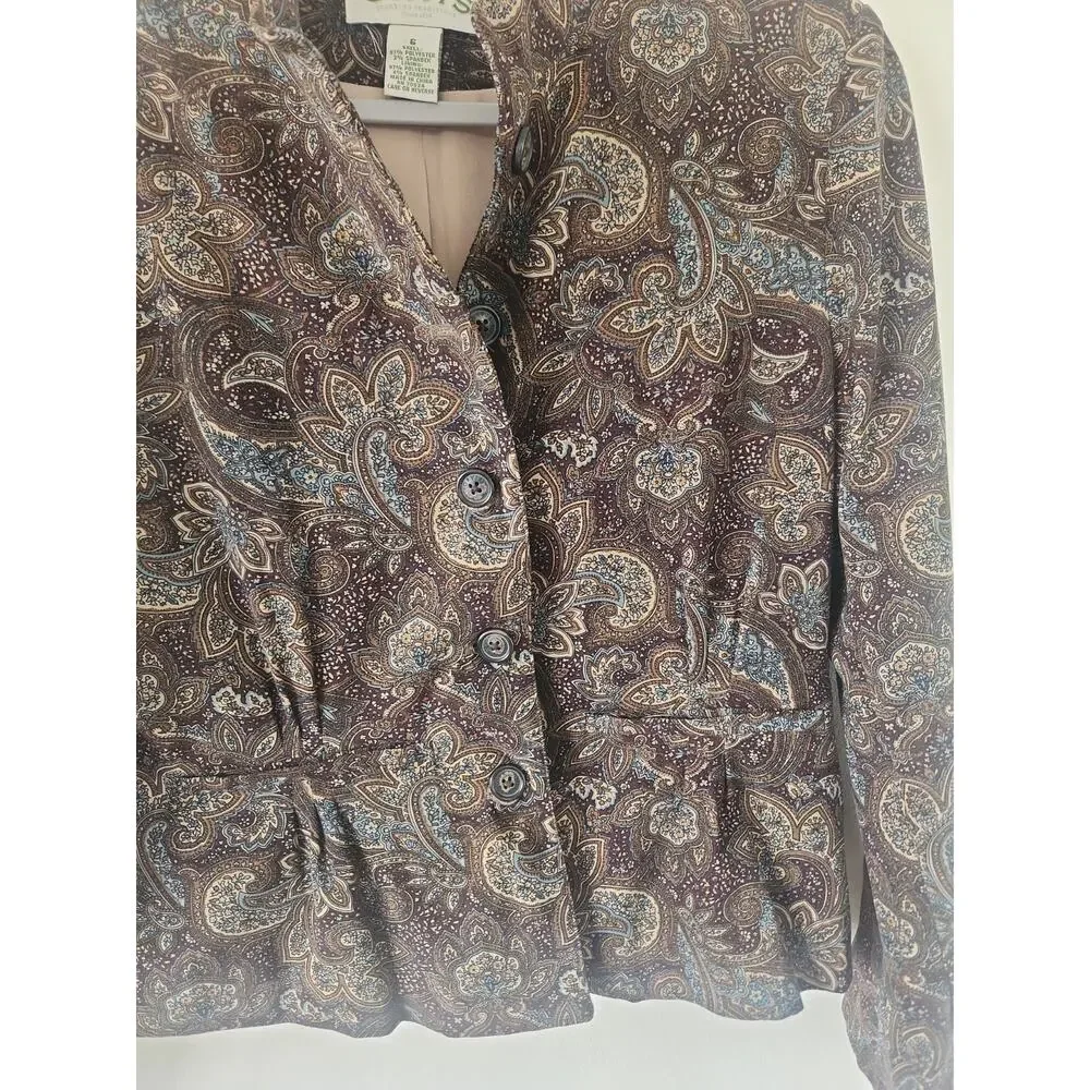 Orvis Women's Blazer Jacket Size 6 Brown Polyester Blend Button-Up Lined - Picture 2 of 6